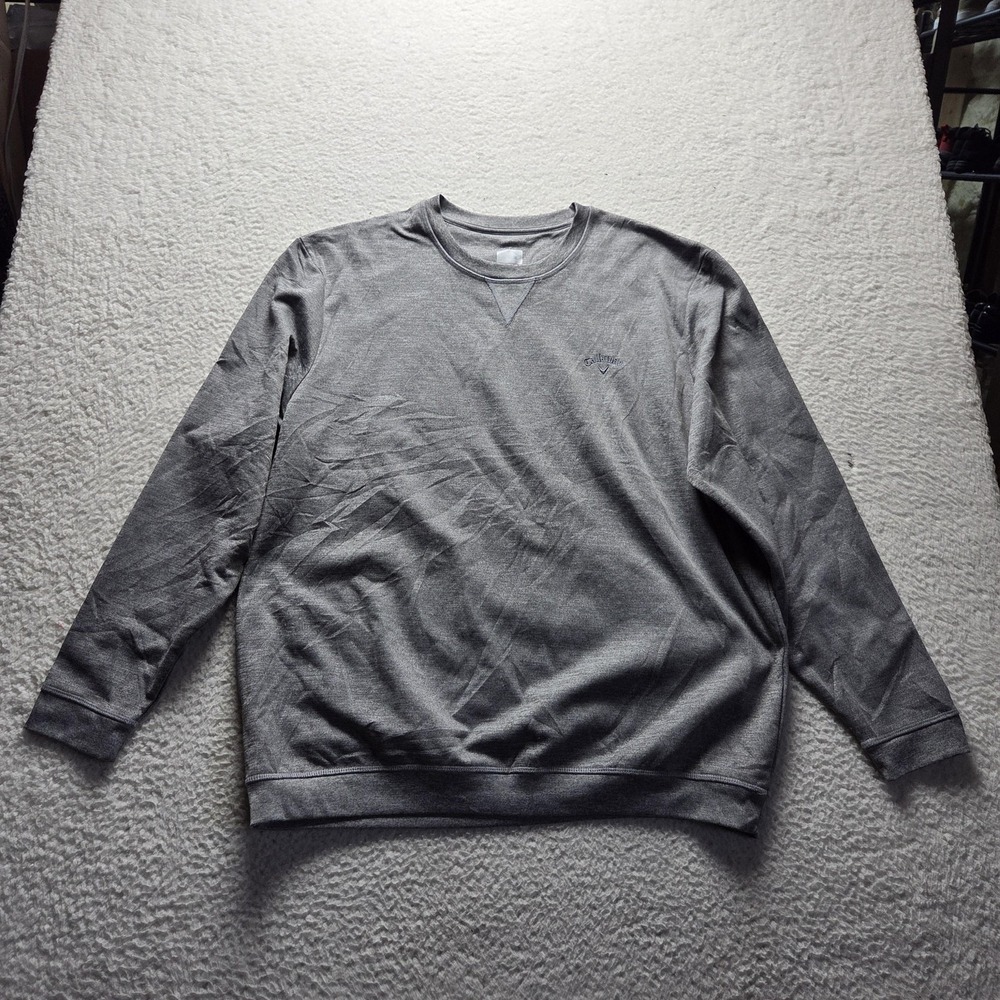 Callaway Sweatshirt Mens XL Gray Lightweight Knit Crewneck Golf Pullover Logo